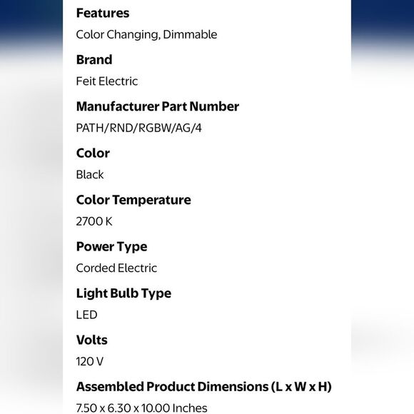 Feit Electric Integrated LED Bulb Plug-InSmart Color-Changing Turnable Path Ligh - Picture 14 of 16